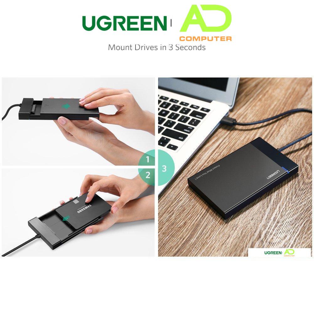 Hộp đựng ổ cứng 2.5 inch SSD, HDD hỗ trợ 6TB,chuẩn SATA UGREEN US221 vỏ nhựa ABS - Hàng phân phối chính hãng