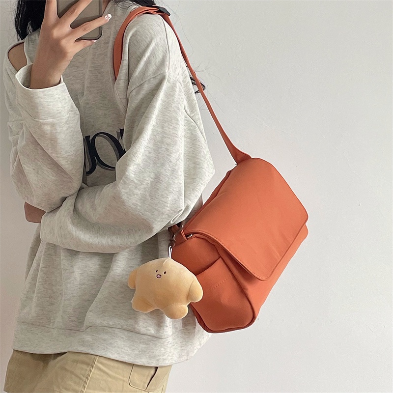 Túi Đeo Vai Vải canvas Màu Trơn Cỡ Lớn 2022 Kiểu Nhật Bản Thời Trang Cho Nữ