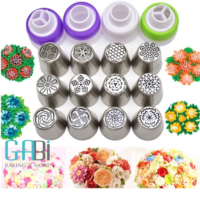 Set 12 đui bắt hoa 3D trang trí bánh