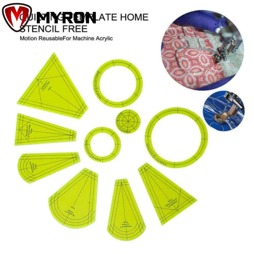 MYRON 10pcs DIY Patchwork Tools Measuring Tool Foot Templates Petals Dresden Blocks Ruler Quilting Cutting Mats Domestic Sewing Clothing Making Handmade Quilting Knitting