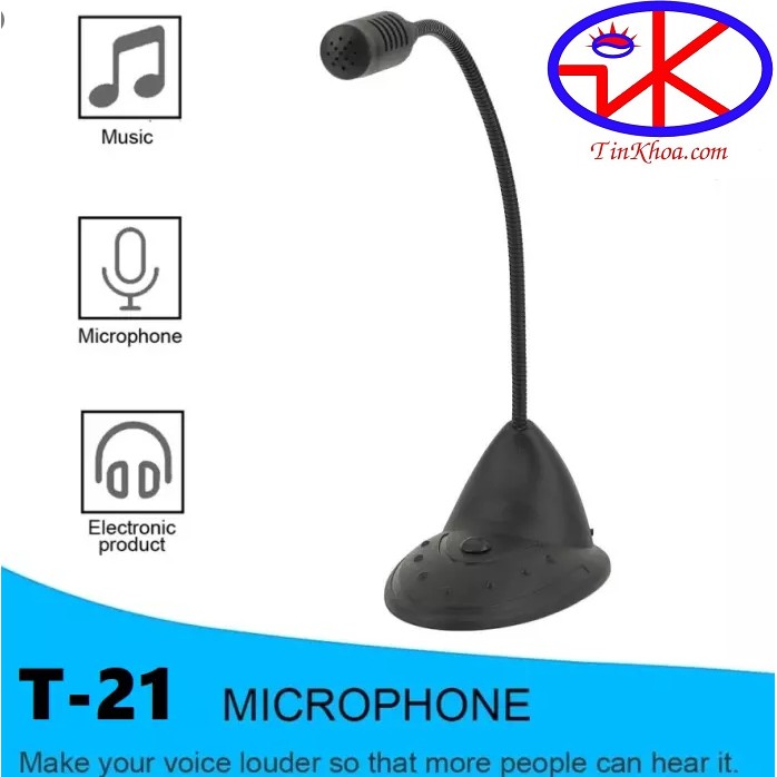 Microphone cho máy tính T21 Jack 3.5 tự nhận.Micro để bàn cho máy tính