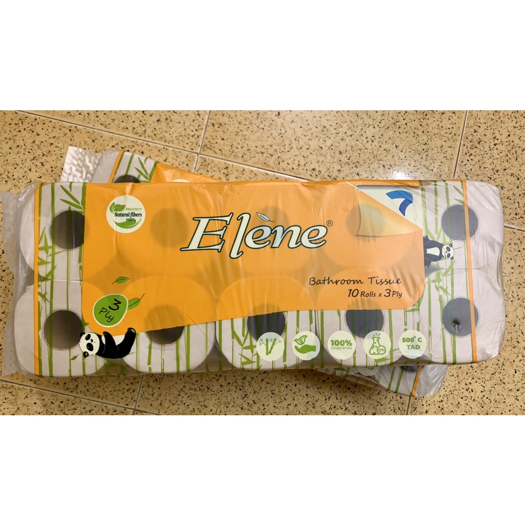Giấy Vệ Sinh ELENE Tre Tự Nhiên Không Tẩy Trắng - 10 Cuộn Có Lõi Hàng Cao Cấp