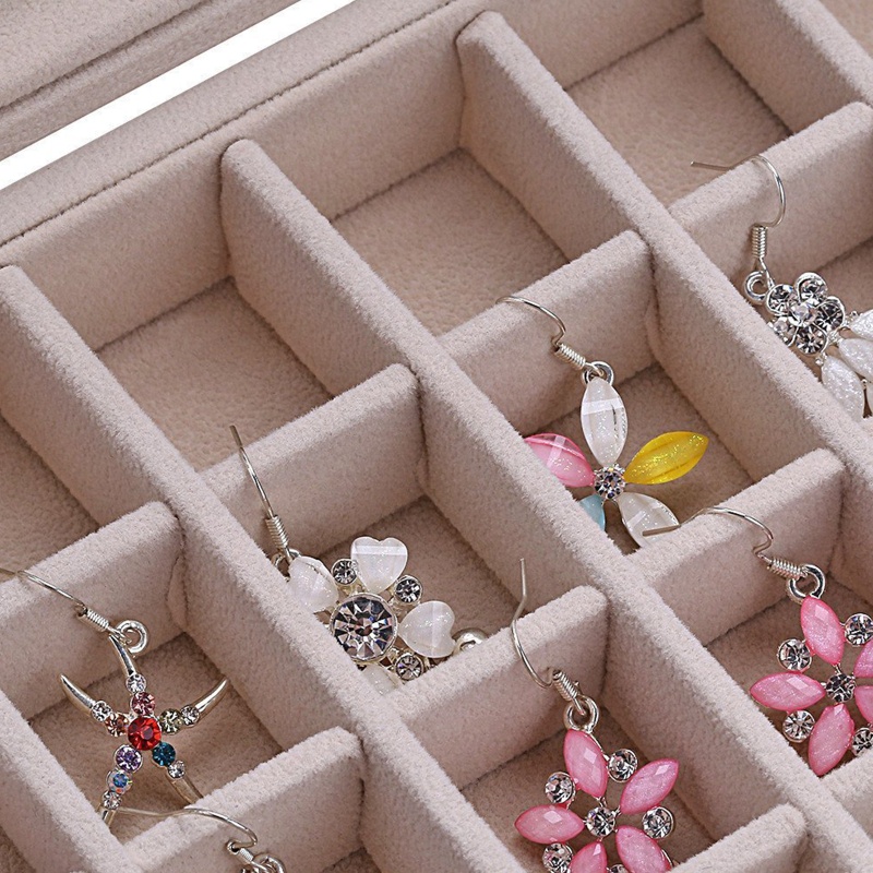 Hộp Đựng Trang Sức 24 Ngăn Nắp Trong Suốt Bằng Vải Nhung Tiện Dụng