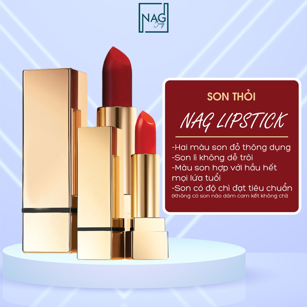 Son lì NAG Lipstick hai màu đỏ cam, đỏ ruby sang trọng cho đôi môi mềm, quyến rũ - N.A.G Beauty