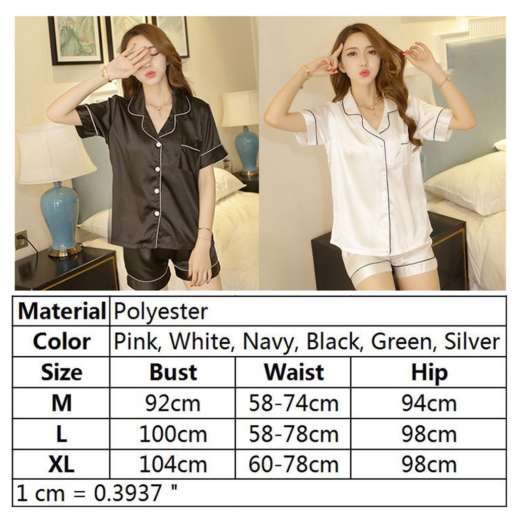 Bộ Đồ Ngủ Bằng Lụa Satin Tay Ngắn Dành Cho Nữ