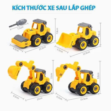 [4 trong 1] Bộ Lắp Ghép Ô Tô Cho Bé-Đồ Chơi Cho Bé Trai Từ 3 Đến 10 Tuổi