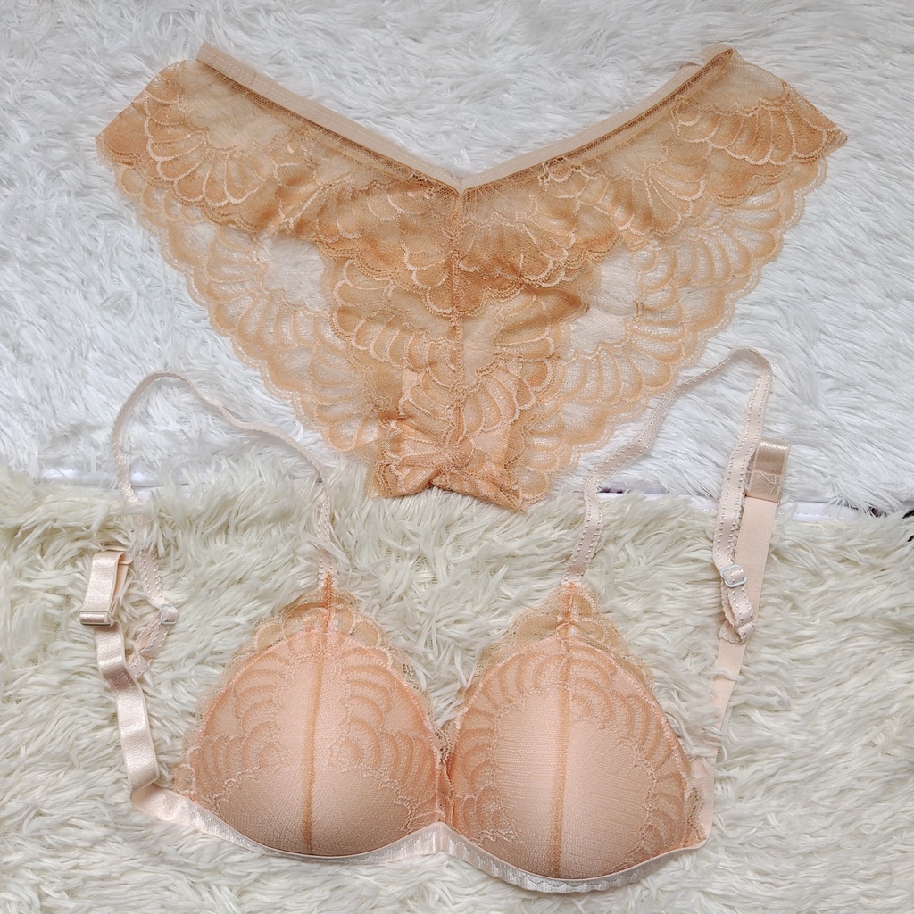Set Bra - Bralette ren sexy không gọng, mút mỏng - Màu hồng cam - NY42 | BigBuy360 - bigbuy360.vn
