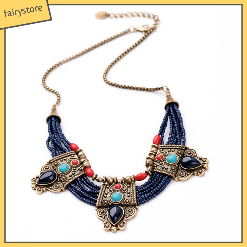 Vòng cổ hợp kim đính đá phong cách boho tùy chọn màu sắc