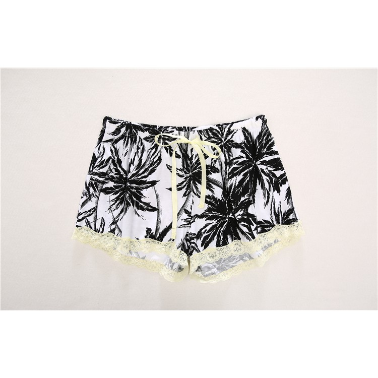 PJ006 Bộ Ngủ Cotton PJ Salvage Áo Dây Quần Ngắn Họa Tiết Cây Dừa