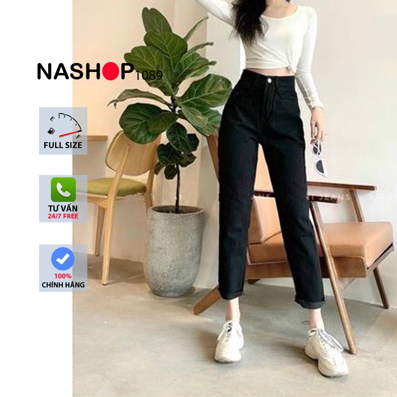 Quần bò baggy nữ quần jean đen baggy nữ quần jeans nữ lưng cao cạp cao quần nữ đẹp hot 2021 QT12 nashop 1089