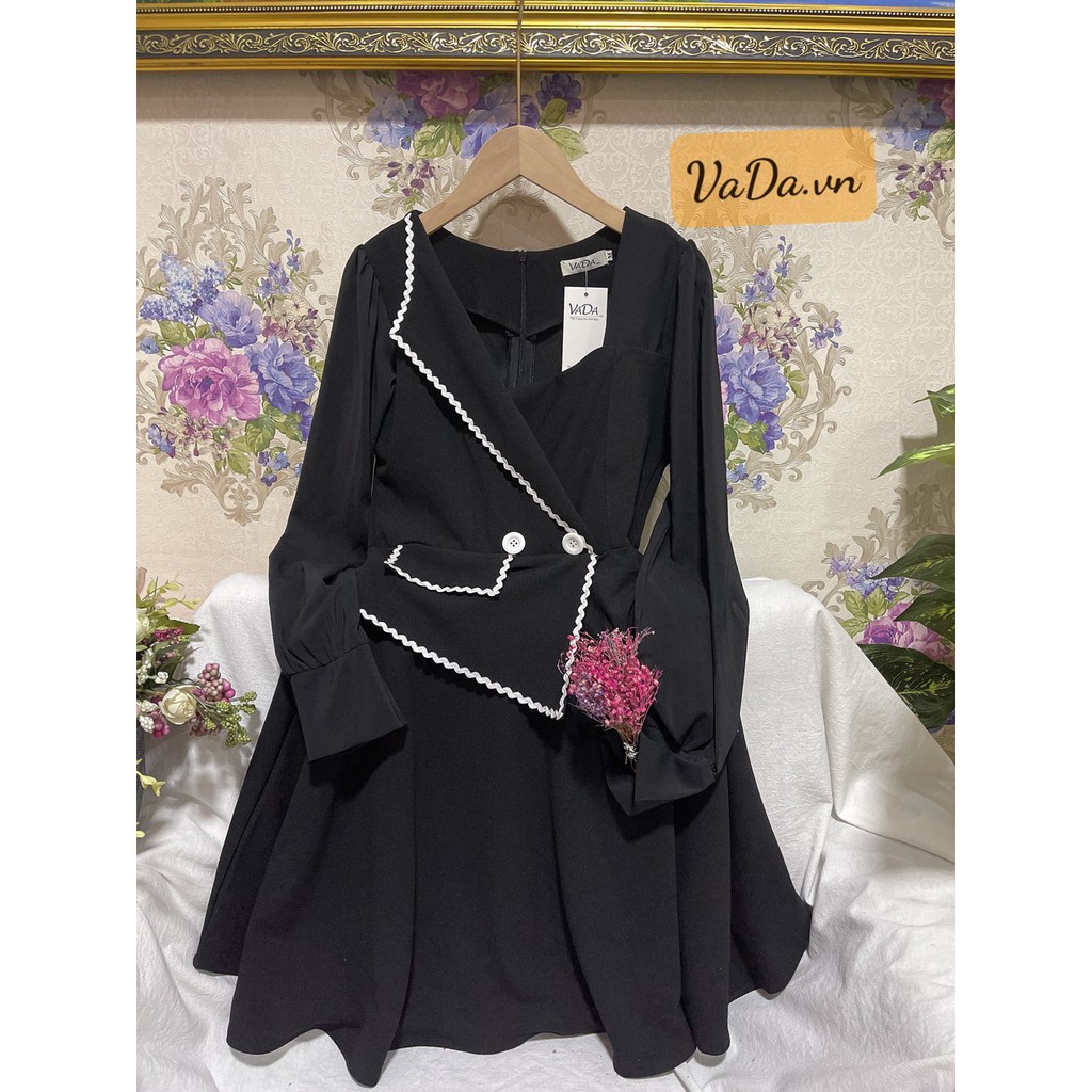 Đầm xoè dự tiệc cổ cách điệu viền mới lạ 2021 cuốn hút - Thời trang VADA - Đ18 | BigBuy360 - bigbuy360.vn