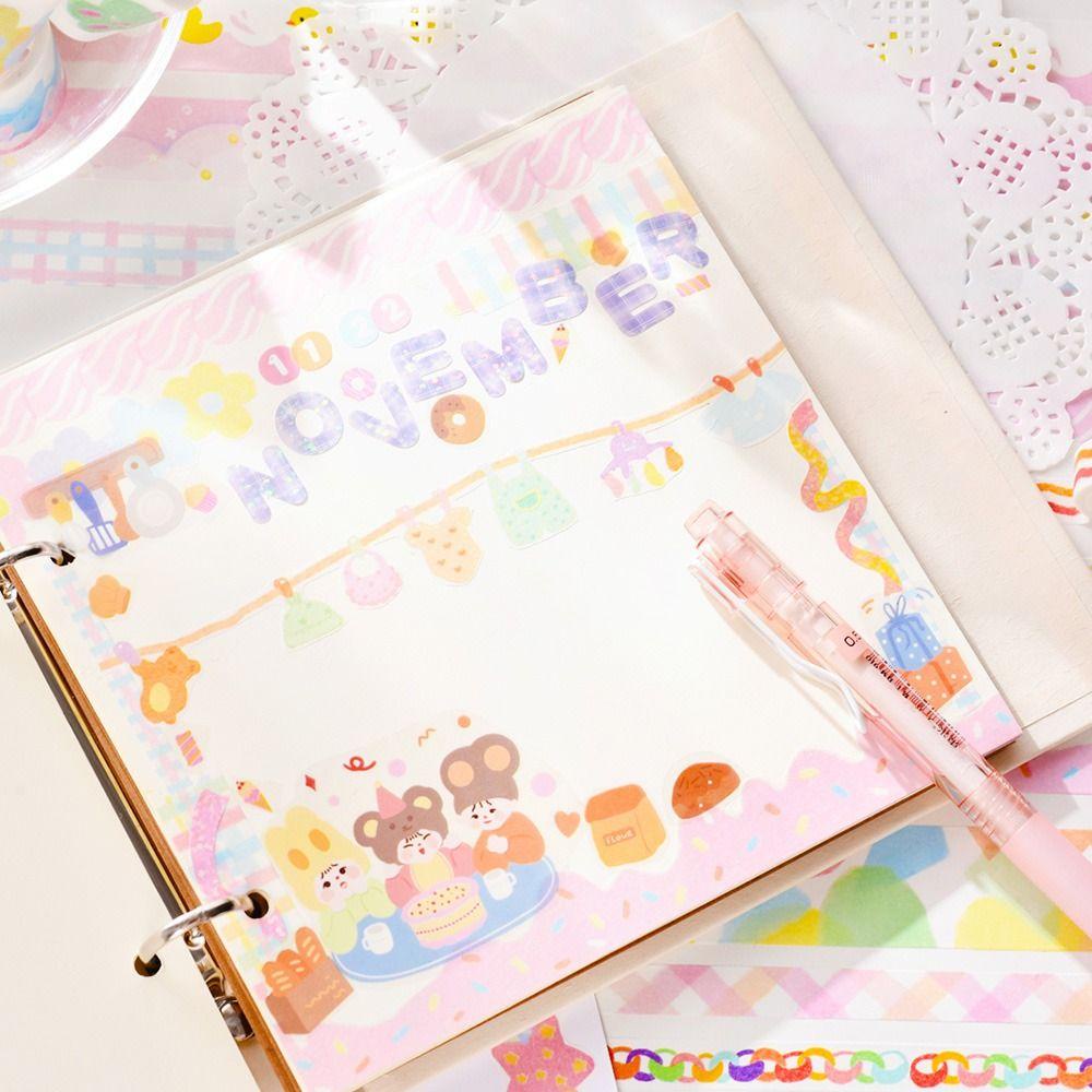 20 Cuộn Băng Dính Washi Cầu Vồng 5 Phong Cách Cổ Điển