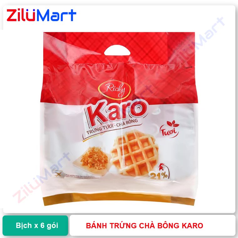 Bịch 6 gói bánh trứng tươi chà bông Karo loại 156g