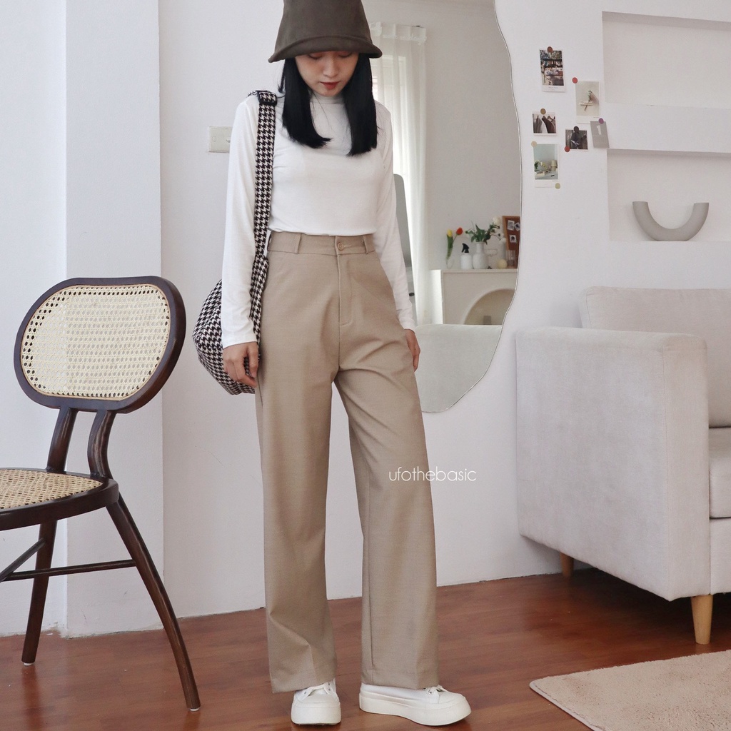 Quần ống rộng vải thô lụa – Straight Trousers – ufo.thebasic