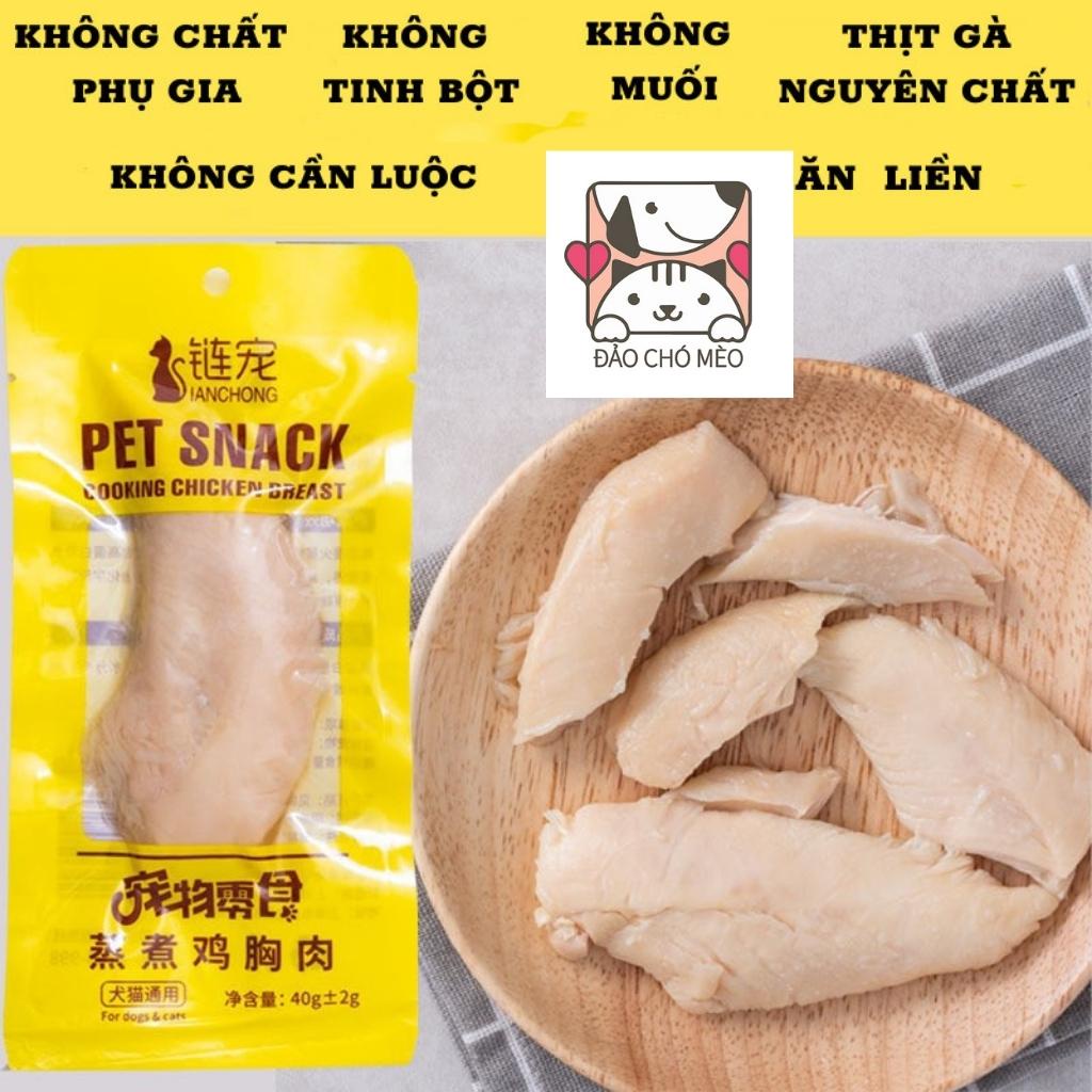 Thịt ức gà tươi cho chó mèo đóng gói 40gr kiểu bánh thưởng bổ sung dinh dưỡng- Đảo chó mèo