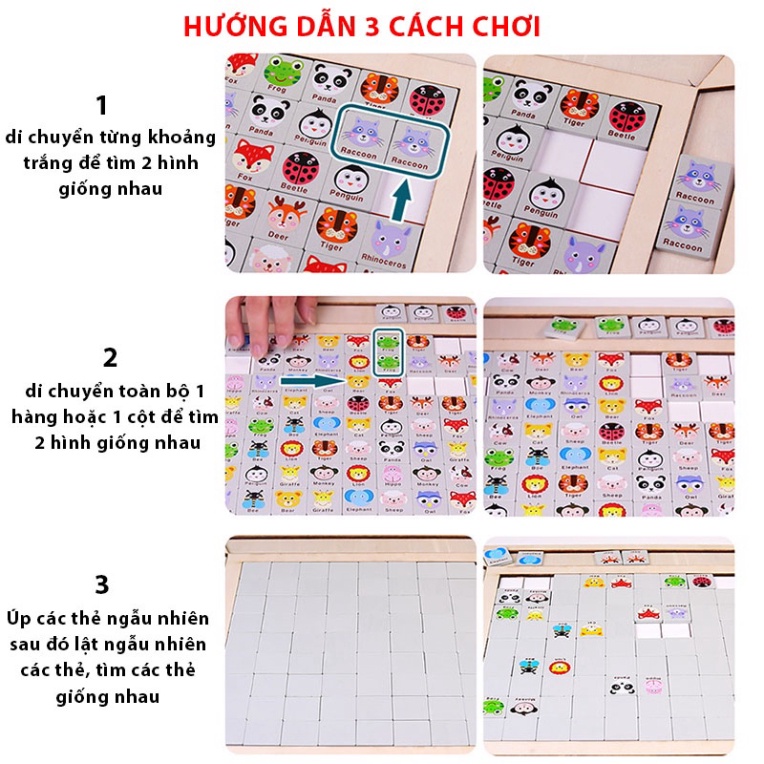 Đồ chơi trí tuệ bộ xếp hình gỗ ghép cặp Pikachu thông minh cho bé trai, bé gái, trẻ em, trẻ con 4 5 6 7 8 9 10 tuổi