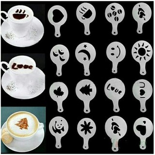 Bộ 16 miếng tạo hình rắc bột cacao trà xanh , trang trí ly cà phê mặt bánh kem