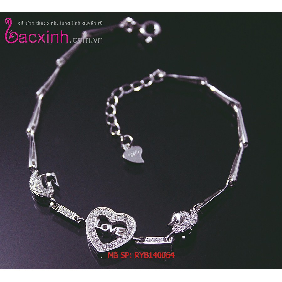 Lắc tay bạc Ý Bạc xinh Huệ Ngân -Thiên nga tình yêu RYB140064