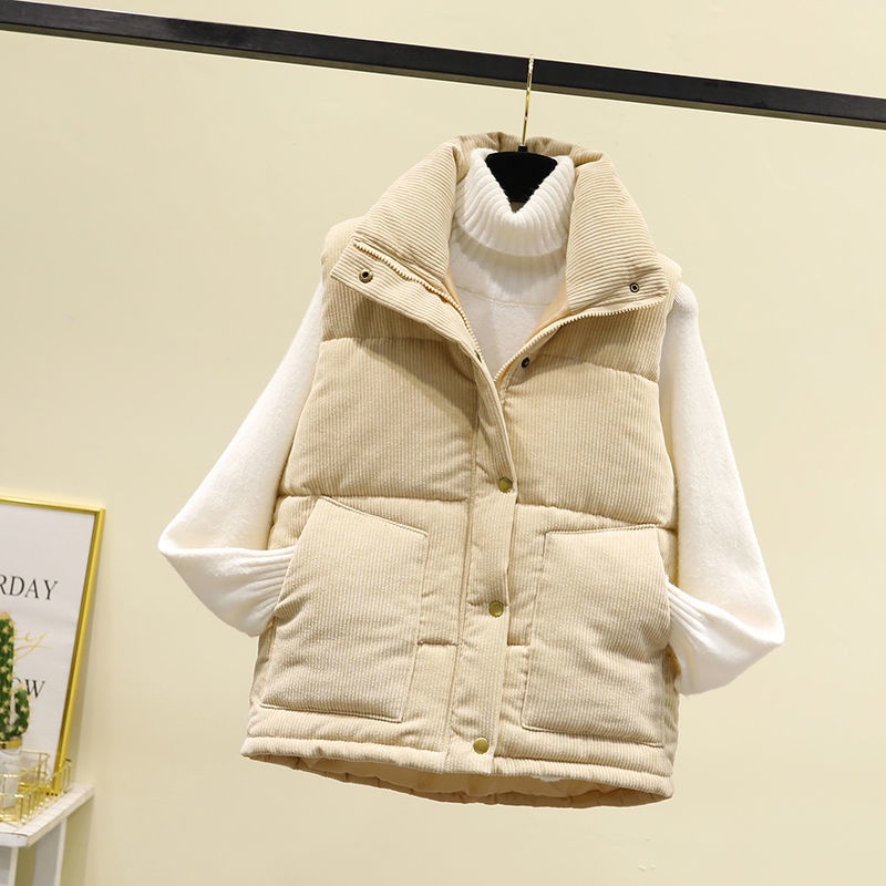 Áo Khoác Cotton Nhung Kẻ Dáng Rộng Không Tay Thời Trang Thu Đông Hàn Quốc Dành Cho Nữ | BigBuy360 - bigbuy360.vn