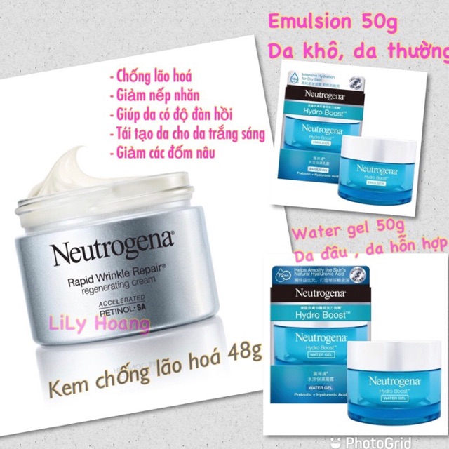 Gel dưỡng Neutrogena Water gel và Emulsion