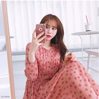 Đầm voan vintage hồng