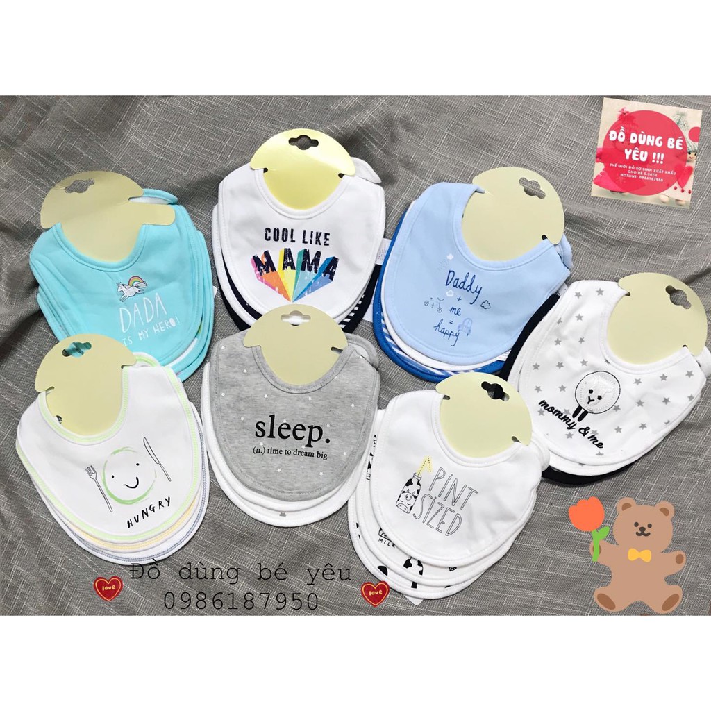 Yếm tròn cúc bấm momcare set 3 cho bé [ babyboo]