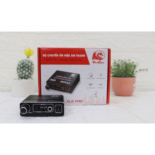 Bộ Chuyển Âm Thanh Quang Vinagear XL6 Pro tích hợp nút tăng giảm âm lượng