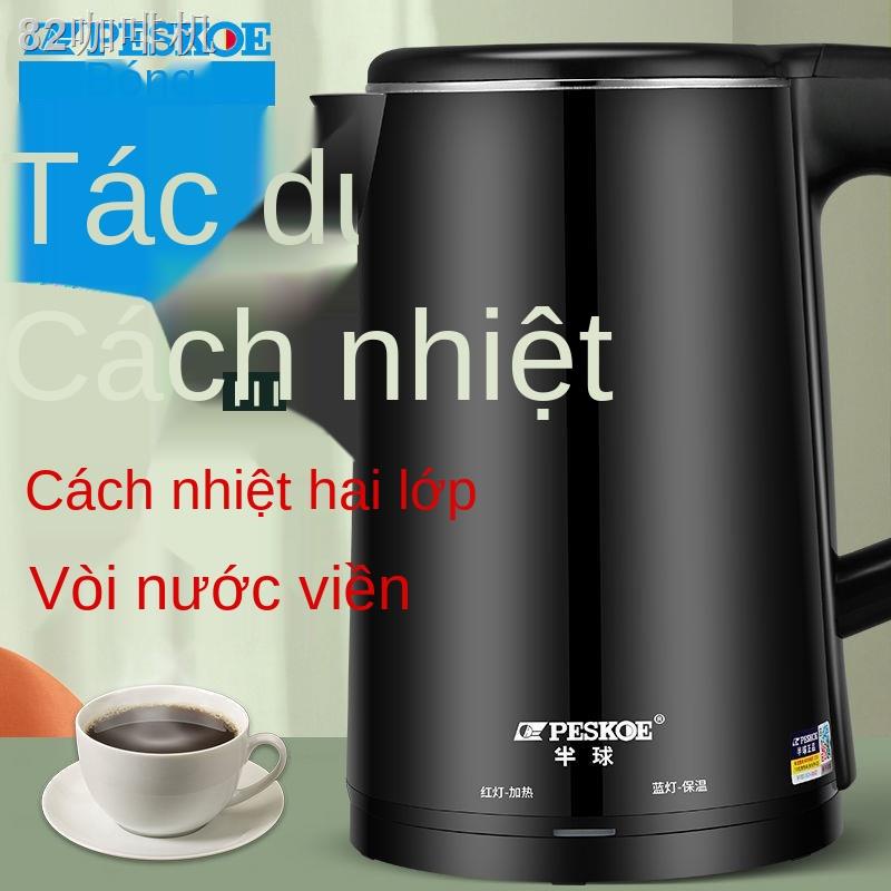 TBán cầu ấm đun nước điện bảo quản nhiệt gia đình hai lớp chống đóng cặn sôi ký túc xá