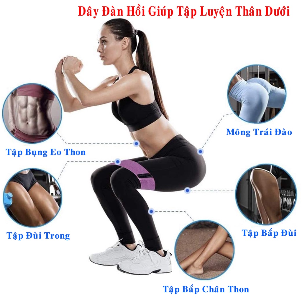 Bộ 3 Dây Kháng Lực Đàn Hồi Tập Mông Trái Đào Mini Band Hỗ Trợ Tập Chân, Đùi Cao Cấp Chính Hãng miDoctor