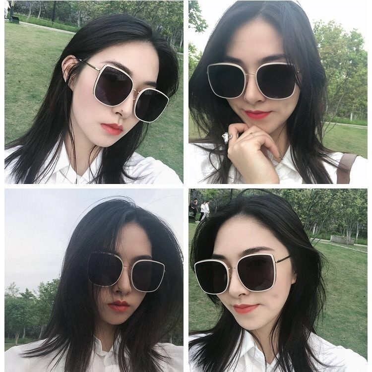 Kính Mát Gọng Vuông Kim Loại Thời Trang Cho Nam Nữ