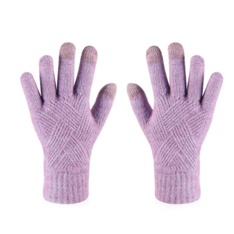 Găng Tay Len Dày Dặn Giữ Ấm Màu Trơn Họa Tiết Argyle Dành Cho Nam