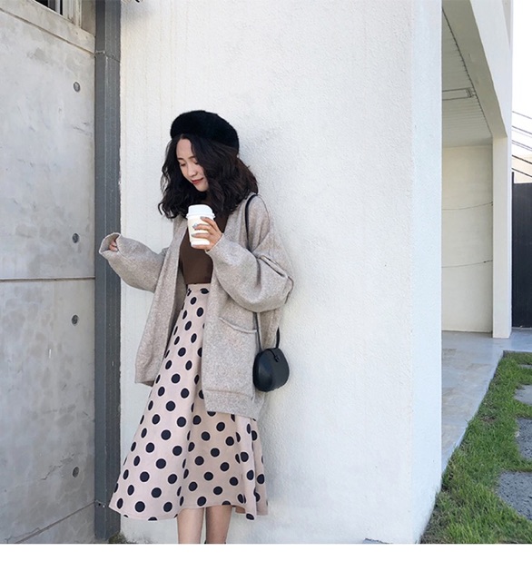 Áo khoác len tay phồng trơn