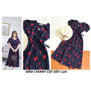 Đầm bigsize đầm lụa cherry cột dây