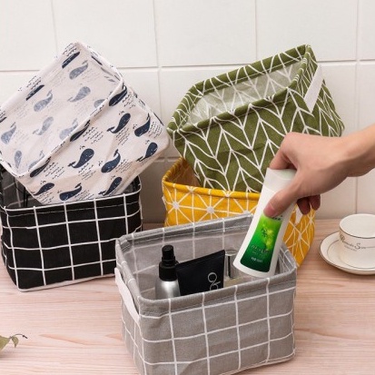 Giỏ vải đựng đồ cá nhân để bàn/ hộp vải đựng đồ mỹ phẩm, tiện lợi 2357 siêu thị gia đình vp88