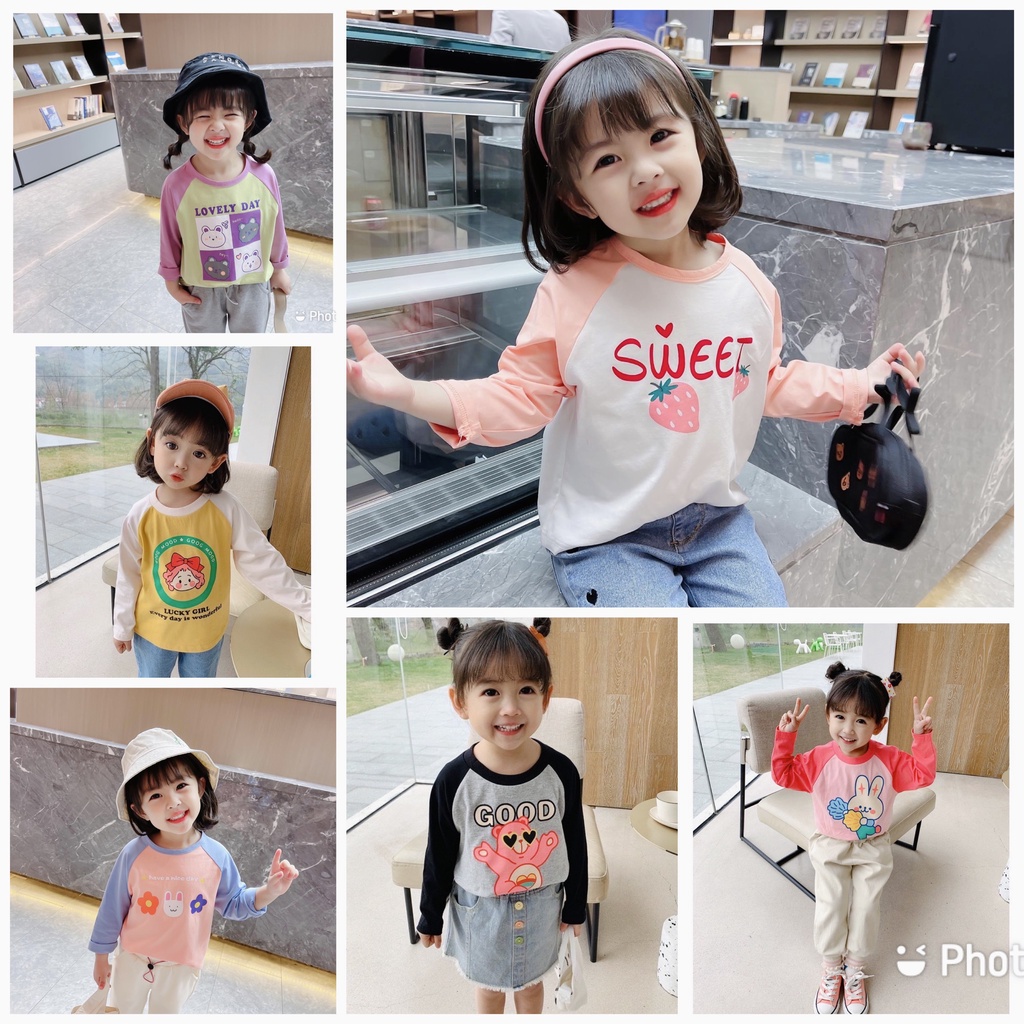 [28-40kg] Áo tay dài bé gái thun cotton SG vải đẹp mềm mịn co giãn