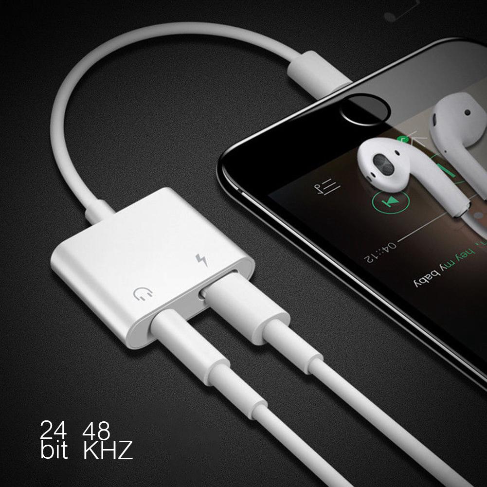 Bộ chuyển đổi Lightning 2in1 Jack cắm tai nghe Splitter cáp 3,5 mm cho iPhone X 8 7 Plus