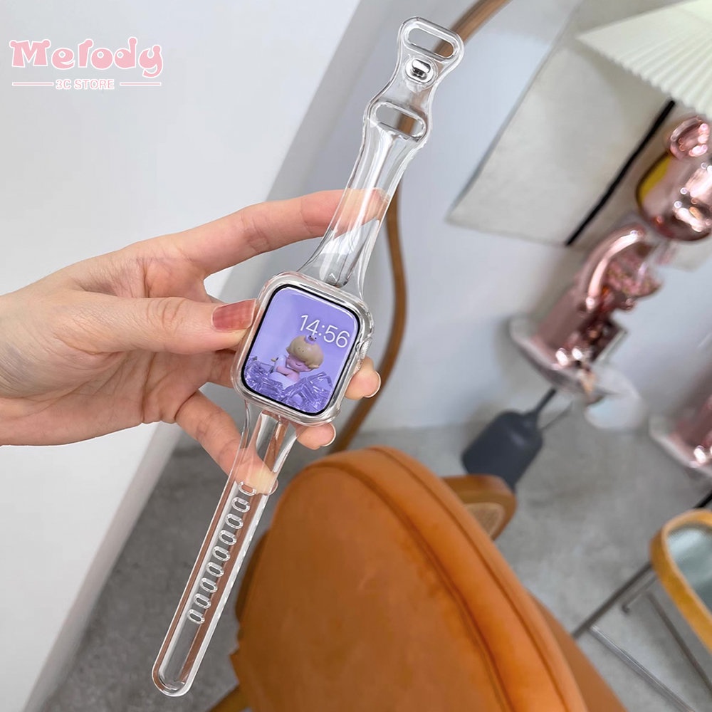 Dây Đeo Bằng silicone Trong Suốt Cho Đồng Hồ Thông Minh iwatch 8 / 7 / 6 / SE / 5 / 4 / 3 8 45 / 44 / 42 / 41 / 40 / 38mm