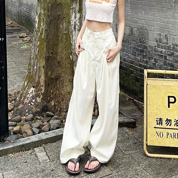 Quần Dài Ống Rộng Lưng Cao Thời Trang Mùa Hè Cho Nữ