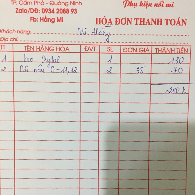 Combo mi nâu và keo crytal
