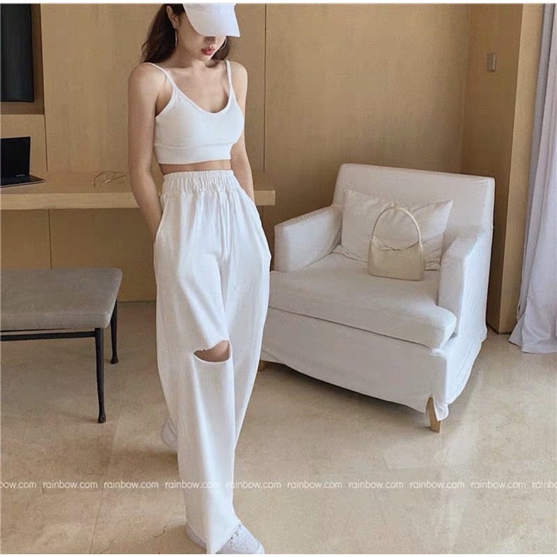 Quần lưng thun nữ rách gối thời trang