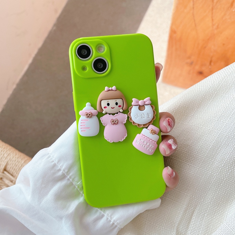 Ốp Điện Thoại Mềm Họa Tiết Bình Sữa Màu Xanh Lá Dạ Quang Dễ Thương Cho IPhone 12 11 Pro Max XS Max X XR SE 2020 13 6 6s 7 8 Plus