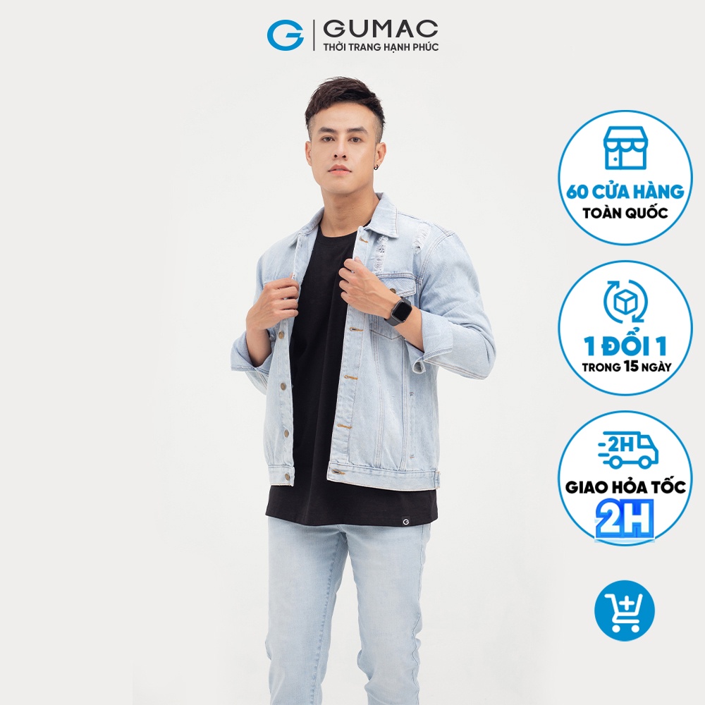Áo khoác jeans nam cơ bản GUMAC siêu ngầu AJNB838