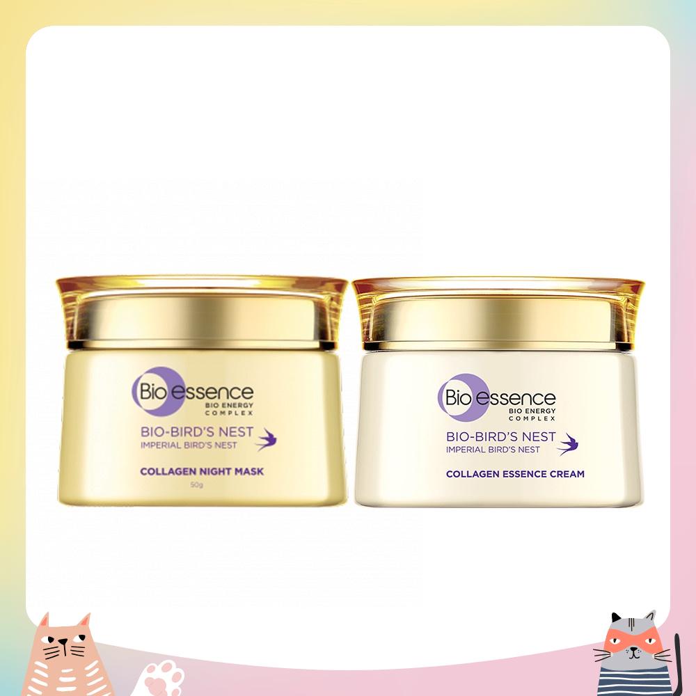 Bộ đôi Bio-Essence Bio-Bird's Nest dưỡng da tươi sáng căng mọng(Kem dưỡng 50gr + Mặt nạ ngủ Night Mask 50gr)