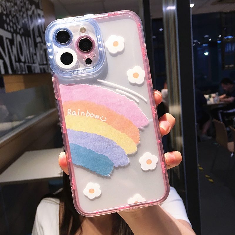 Ốp Điện Thoại TPU Mềm Chống Sốc Họa Tiết Cầu Vồng Cho iphone X XS MAX XR 12 13 11 pro MAX 7 8 Plus