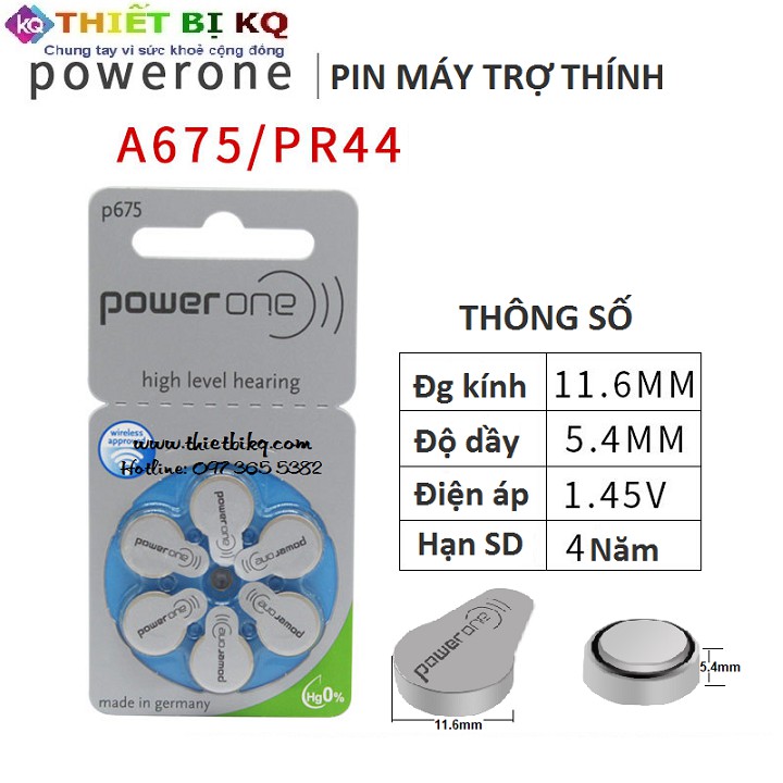 Pin máy trợ thính Power One P675 PR44 AG13 Zin Đức