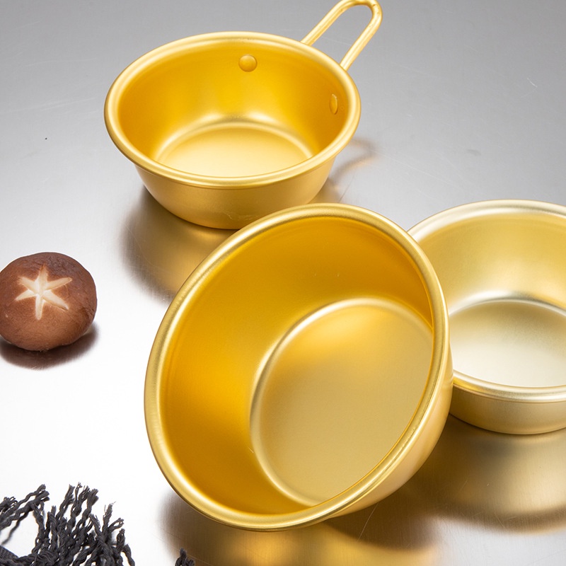 1 Bộ Chén Ăn Cơm / Súp / Ramen Truyền Thống Hàn Quốc Bằng Nhôm Màu Vàng Kim