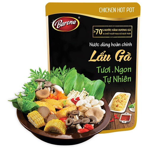 Nước Dùng Lẩu Gà Barona 140g tươi ngon chuẩn vị không cần nêm nếm