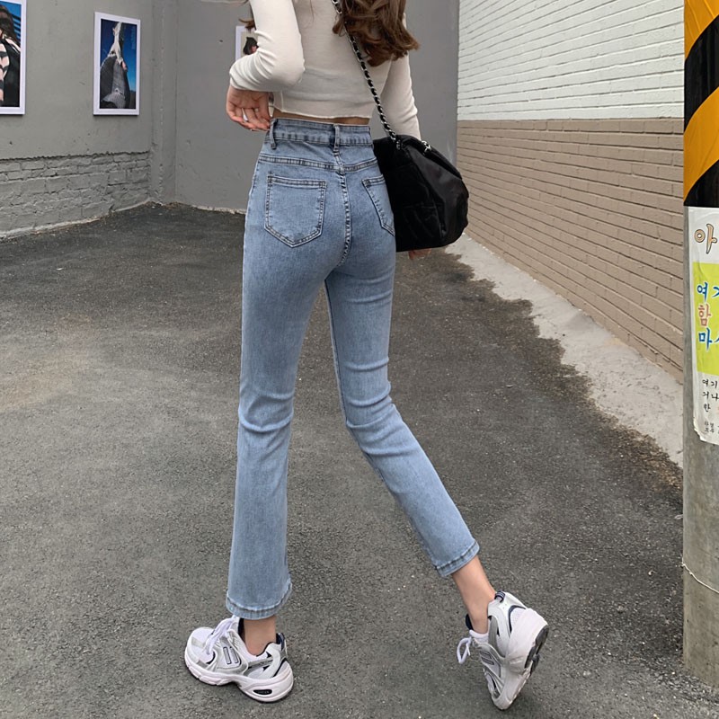 Quần Jeans Nữ Lưng Cao Xẻ Ống Thời Trang