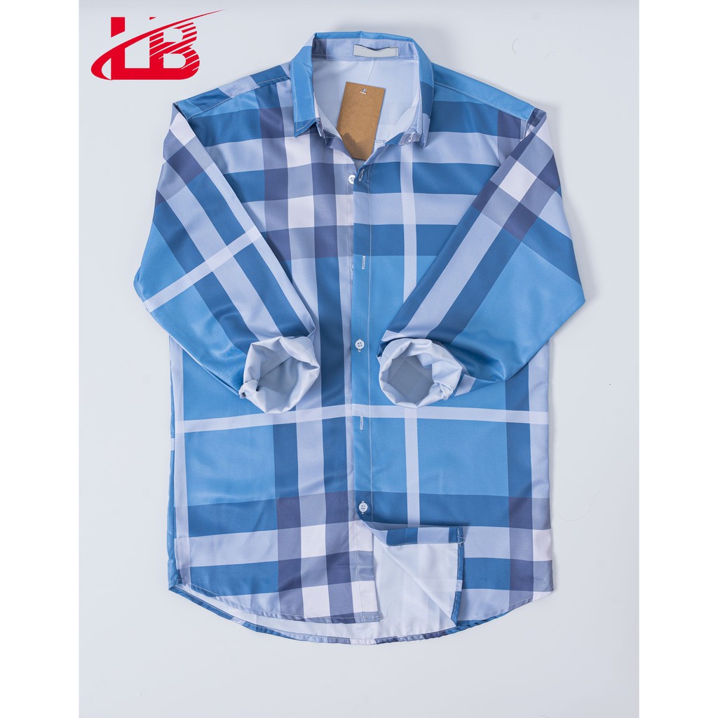 Áo Sơ Mi Nam LB Dài Tay Chất Lụa Mềm Mịn , In 3D Sọc Caro | BigBuy360 - bigbuy360.vn