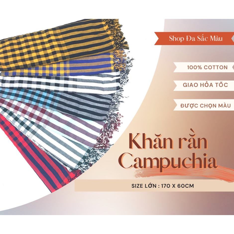 Khăn rằn đi phượt cao cấp cỡ lớn 170 x 60cm - Khăn rằn Campuchia (Ảnh thật)